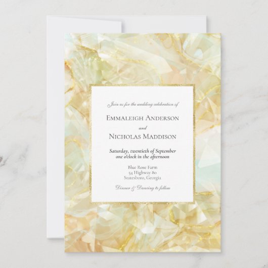 Champagne Burst Crystal Wedding Kaart (Voorkant)