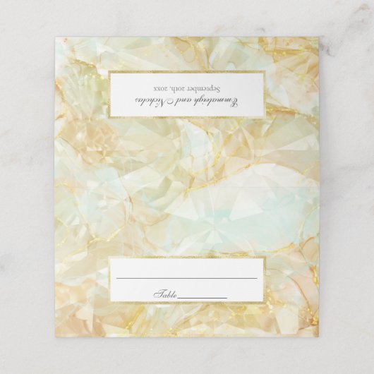 Champagne Burst Crystal Wedding Plaatskaartje (Buitenkant ongevouwen)