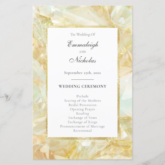 Champagne Burst Crystal Wedding Programma's (Voorkant)