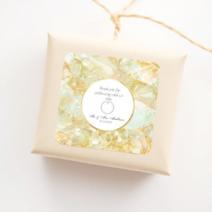 Champagne Burst Crystal Wedding Vierkante Sticker