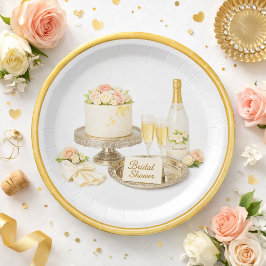 Champagne Cake Gouden Rand Bruidscadeau Papieren Bordje