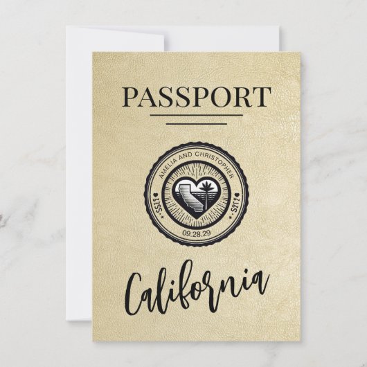 Champagne California Passport Bewaar de datum Save The Date (Voorkant)