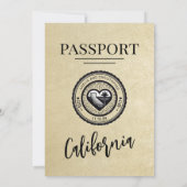 Champagne California Passport Wedding Kaart (Achterkant)