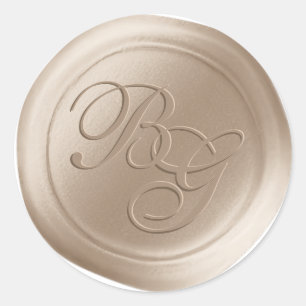 Champagne Calligraphy Monogram Wax Seal Stickers