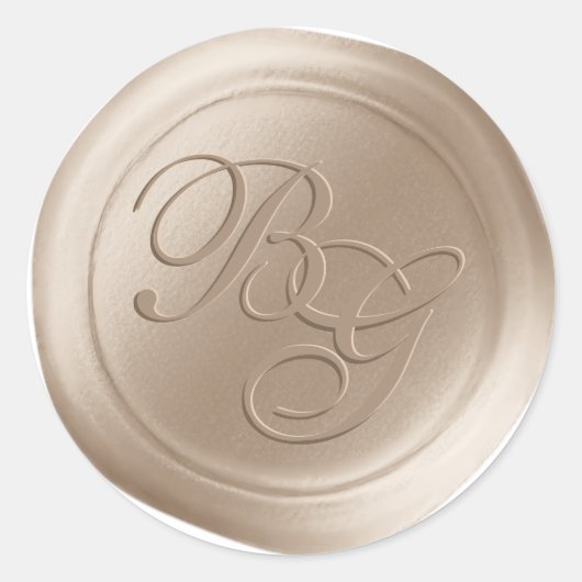 Champagne Calligraphy Monogram Wax Seal Stickers (Voorkant)