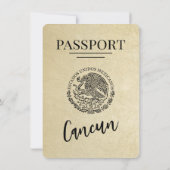 Champagne Cancun Passport Bewaar de datum Save The Date (Achterkant)