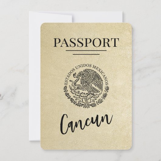 Champagne Cancun Passport Bewaar de datum Save The Date (Achterkant)