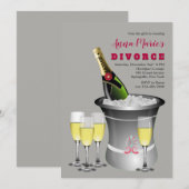 Champagne Celebration Divorce Uitnodiging (Voorkant / Achterkant)