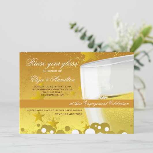 Champagne Celebration Invitation Kaart (Staand voorkant)