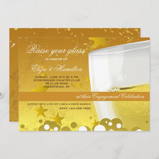 Champagne Celebration Invitation Kaart (Voorkant / Achterkant)