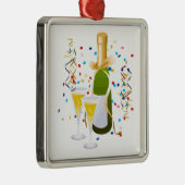 Champagne Celebration Metalen Ornament (Rechts)