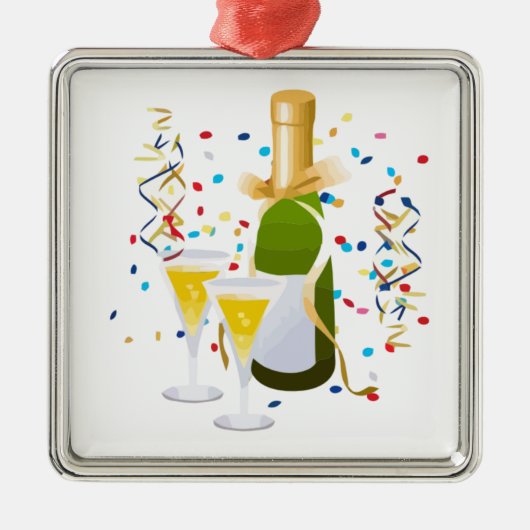 Champagne Celebration Metalen Ornament (Voorkant)