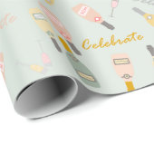 Champagne Celebrations on Light Green Cadeaupapier (Rol Hoek)
