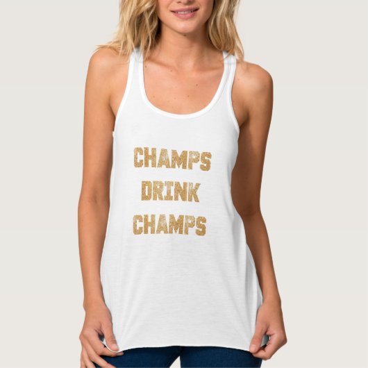 Champagne Champs Gold Glitter Tank (Voorkant)