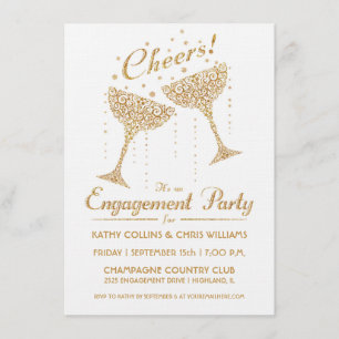 Champagne Cheer Verloving Invitation II Kaart