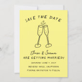 Champagne Cheers Hand getrokken Custom FOTO Save The Date (Voorkant)