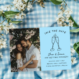 Champagne Cheers Hand getrokken Custom FOTO Save The Date