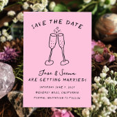 Champagne Cheers Hand getrokken Schattigee Custom Save The Date