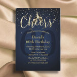 Champagne Cheers Navy Blue 60th Birthday Party Kaart<br><div class="desc">Champagne Cheers Navy Blue 60th Birthday Party Invitations.</div>