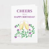 CHAMPAGNE CHEERS VERJAARDAG KAART (Voorkant)