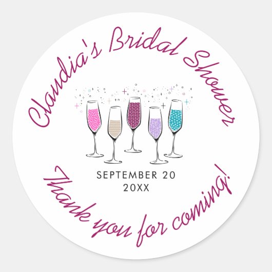Champagne Chique Bruiloft Borrel Ronde Sticker (Voorkant)