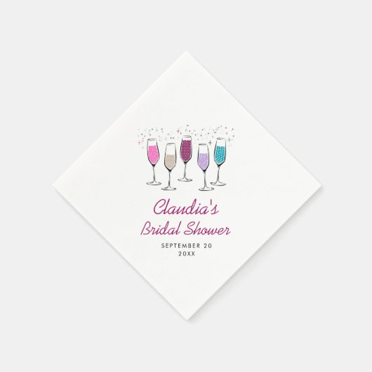 Champagne Chique Bruiloft Borrel Servet (Hoek)