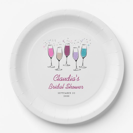 Champagne Chique Bruiloftsborrel Papieren Bordje (Voorkant)