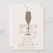 Champagne Chique Bruisend Goud Bruidsdouche Brunch Kaart (Voorkant)