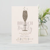 Champagne Chique Bruisend Goud Bruidsdouche Brunch Kaart (Staand voorkant)