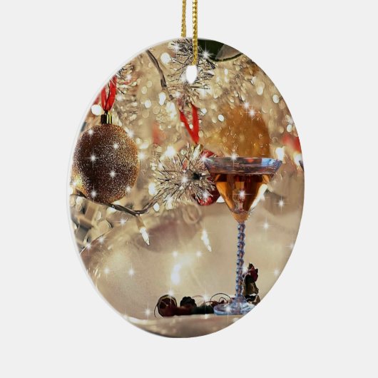 CHAMPAGNE CHRISTMAS CERAMIC ORNAMENT (Rechts)
