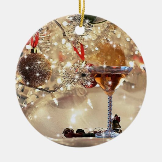 CHAMPAGNE CHRISTMAS CERAMIC ORNAMENT (Voorkant)