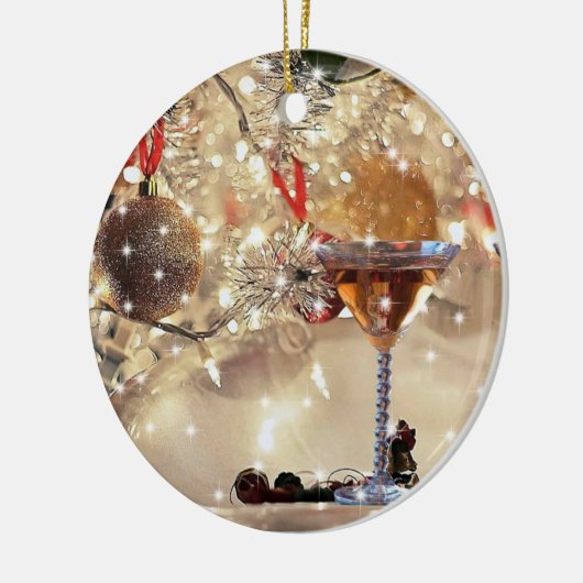 CHAMPAGNE CHRISTMAS CERAMIC ORNAMENT (Links)