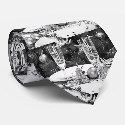 ***CHAMPAGNE CHRISTMAS EN NIEUW JAAR** STROPDAS (Opgerold)