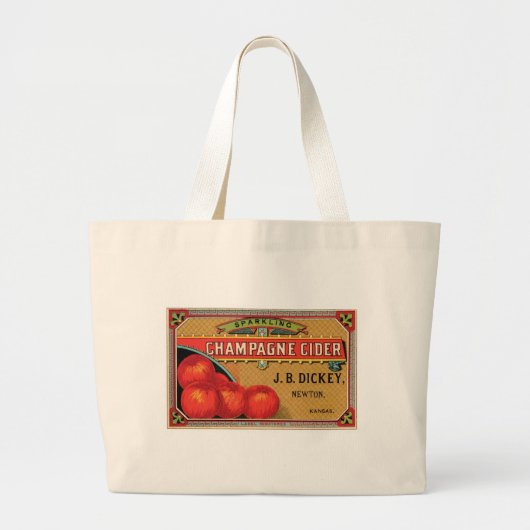 Champagne Cider JB Dickey, Newton, Kansas Grote Tote Bag (Voorkant)