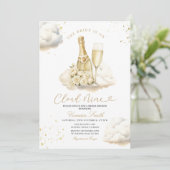 Champagne Cloud Nine Bruidsdouche Elegant Ivoor Kaart (Staand voorkant)