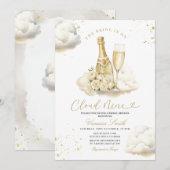 Champagne Cloud Nine Bruidsdouche Elegant Ivoor Kaart (Voorkant / Achterkant)