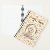 Champagne Cockapoo Dog Paw Print & Floral Cute Notitieboek (Binnen)
