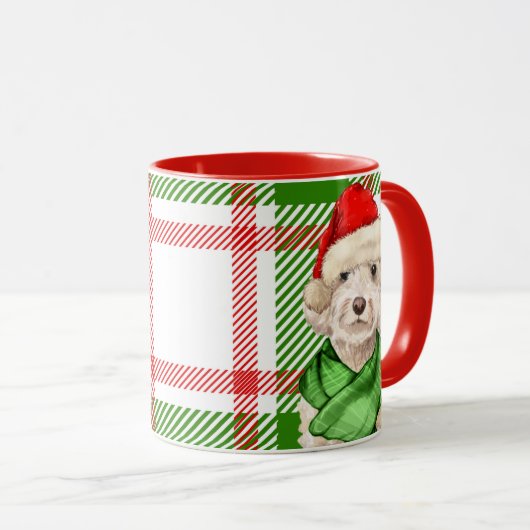 Champagne Cockapoo en Plaid Kerst Mok (Voorkant rechts)