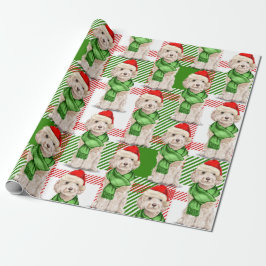 Champagne Cockapoo en Plaid Kerstvakantie Cadeaupapier