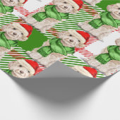 Champagne Cockapoo en Plaid Kerstvakantie Cadeaupapier (Hoek)
