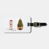 Champagne Cockapoo Funny Kerstmis Dog met boom Bagagelabel (Voorkant horizontaal)