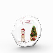 Champagne Cockapoo Funny Kerstmis Dog met boom Fotoblokken (Links)