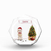 Champagne Cockapoo Funny Kerstmis Dog met boom Fotoblokken (Voorkant)