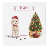 Champagne Cockapoo Funny Kerstmis Dog met boom Kubus (Rechts)