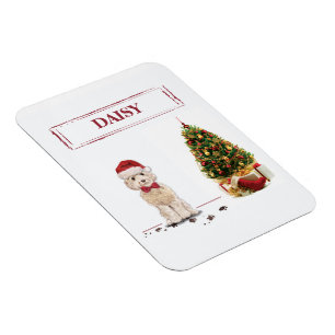Champagne Cockapoo Funny Kerstmis Dog met boom Magneet