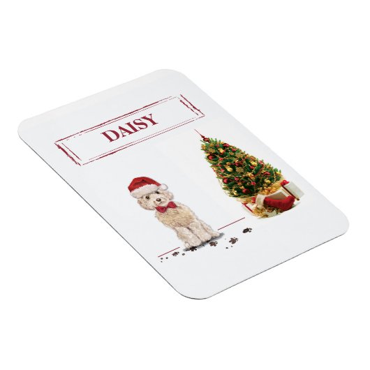 Champagne Cockapoo Funny Kerstmis Dog met boom Magneet (Rechterzijde)