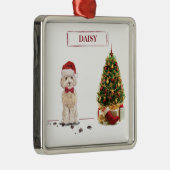 Champagne Cockapoo Funny Kerstmis Dog met boom Metalen Ornament (Rechts)