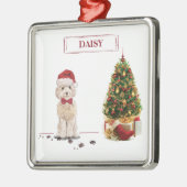 Champagne Cockapoo Funny Kerstmis Dog met boom Metalen Ornament (Links)
