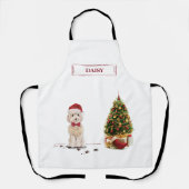 Champagne Cockapoo Funny Kerstmis Dog met boom Schort (Voorkant)