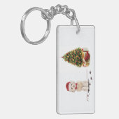 Champagne Cockapoo Funny Kerstmis Dog met boom Sleutelhanger (Voorkant Links)